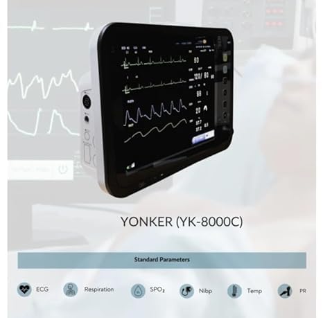 CARDITABS Yonker Multipara Patient Monitor YK-8000C with Adult Probe | 5 para Patient Monitor | ICU Vital Signs Monitor for Adult | TFT Display | Hospital Clinic ICU/CCU/OR Use 1