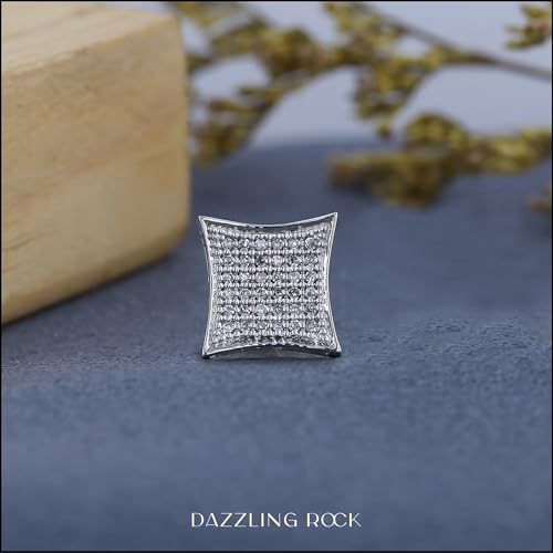 Dazzlingrock Collection 0.08 Carat (ctw) Round White Diamond 8.5mm Kite Shape Hip Hop Iced Out Stud Earring (1Pc Only) in 14K Solid Gold, Screw Back, Unisex Design Ladies, Mens Real Diamond Earrings3