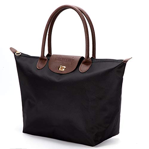 Valleycomfy Handbags for Women Shoulder Bags Tote Shopper Bags Large Capacity Waterproof Daily Bag (Black)