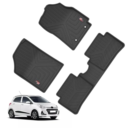 Image of GFX Tpv Premium 3D Life Long Car Floor Mats Compatible with I-10 Grand (2014) / X-Cent (2017) Onwards (Black)
