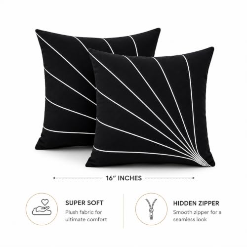 Image of Noor Silk Cushion Covers Pack of 7 | 16x16 Inches, Black