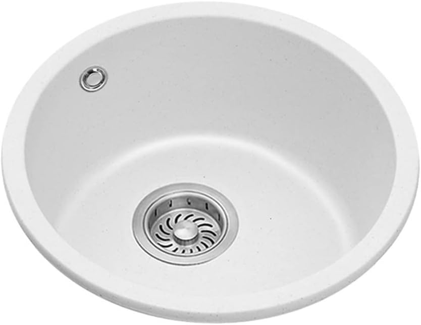 ANSNOW Kitchen Sink White Quartz Stone Sink Bar Round Small Sink