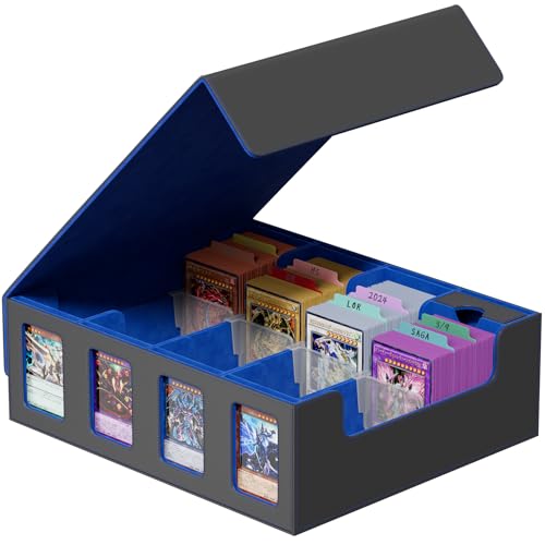 Bearfire Card Storage Box for 3200+ Trading Card Storage Box w/ 4 Rows, 24 Colorful Dividers & 8 Viewing Windows, Commander Deck Box Compatible with Magic: The Gathering, MTG and Other TCGs