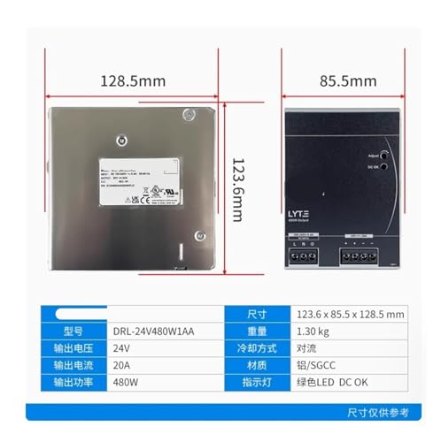 Alimentation 24V 20A 480W haute performance DRL-24V480W1AA à interrupteur industriel durable - 3