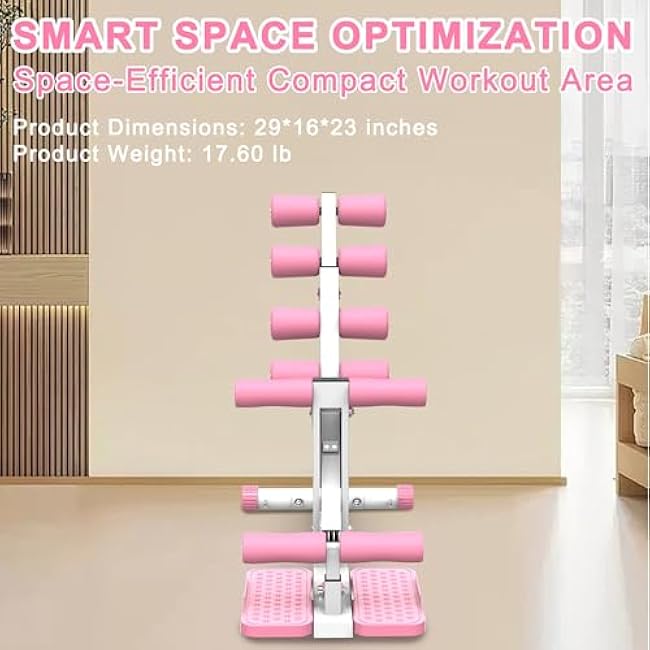 Space-Saving Pink Deep Squat Trainer - Adjustable Resistance Bands, Ergonomic Design for Glutes & Legs, Home Gym Ready