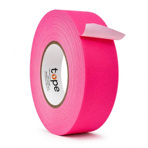 WOD Gaffer Tape, Fluorescent Pink Low Gloss Finish Film, 2 inch x 60 ft. Residue Free, Non Reflective Cloth Fabric, Secure Cords, Water Resistant, Photography, Filming Backdrop, Production