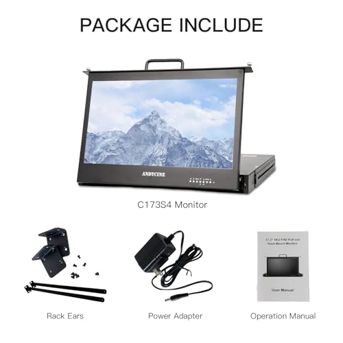 Image of ANDYCINE C173S4 17.3 Inch 1RU Pull Out Rack Mount Broadcast LCD Director 1920x1080 Resolution 4K HDMI 3G-SDI Input and Output Broadcast Production Monitor,Desktop Director's Monitor with YPbPr, Video