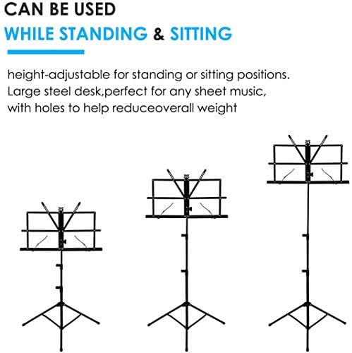 DSL Music Book Stand, Music Stands for Sheet with Lights & Carrying Bag, Metal Sheet Music Stand Sturdy, Portable, Foldable - Image 3