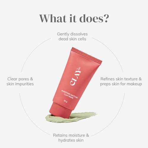 Image of ClayCo. Matcha Detox Clay Mask | Deep Cleansing & Brightening | Green Tea & Collagen | Tan Removal & Dark Spot Reduction | Vegan Japanese Skincare | 50ml
