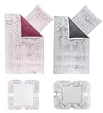 Kuschelig weiches Bettwäsche Set in Flokati Optik, Oberseite aus 100% Microfaser Polyester und mollig warmer Polar Fleece auf der Unterseite