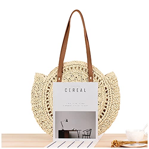 Image of Naimo Women Straw Beach Shoulder Bag Woven Tote Handbag Large Handmade Weaving Summer Casual Hobo Bag