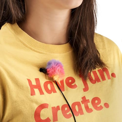 Joby Wavo Lav Microphone, Portable Lavalier Microphone for Phones or Cameras, Mobile, Clip-on Mic, Vlogging, Live Streaming, Long Cord, Colorful Windjammer, Extra Noise Reduction, Audio
