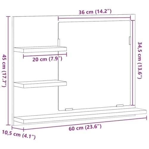 vidaXL Lustro łazienkowe, białe 60x10,5x45 cm, materiał drewnopochodny