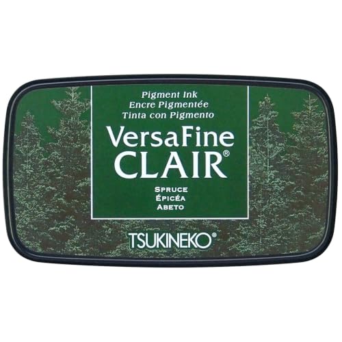 Image of Tsukineko VersaFine Clair Ink Stamping Green, Spruce-Large-Opaque, Waterproof, Archival-Embossing, pad Size: 7.6 x 3.5 cm