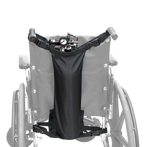 Wheelchair Oxygen Cylinder Hanging Storage Bag, Oxygen Cylinder Bag With Adjustable Zippers Mesh Storage Pockets, Portable Wheelchair Attachment Fits Most Cylinders