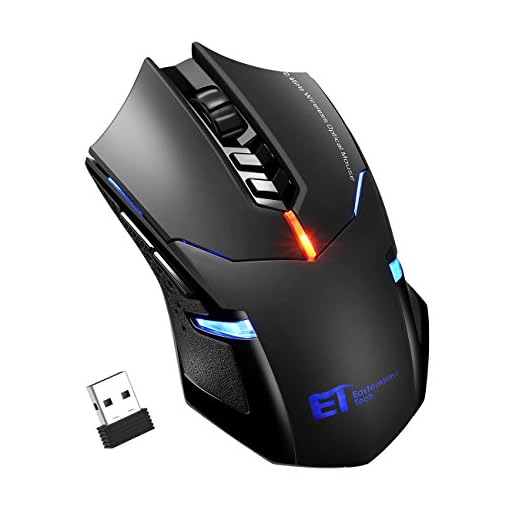 Cudote Wireless Laptop Mouse- 2. 4G USB Cordless Optical Gaming & Office Mice with 7 Silent Click Buttons, Ergonomic Computer Mouse 5 Adjustable DPI, Plug & Play for PC, Windows, Mac, blue