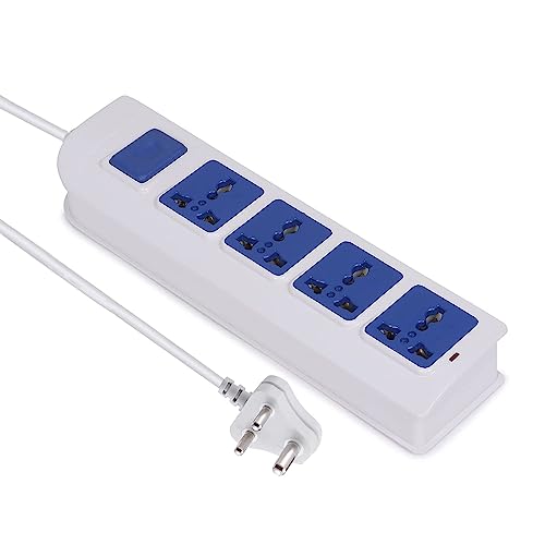 Image of Digiway 4+1 Power Strip with Master Switch, 4 International Sockets Extension Board, Thermal Protection, 10 AMP Output, 2.50 Meter Cord Length, Power Indicator, Extension Board for Board (White,Blue)