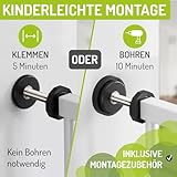 Bomi Treppenschutzgitter Merle Flatstep, Breite 63-71 cm | Türschutzgitter ohne Bohren, stabile Kindersicherung für Kind & Hund, TÜV geprüftes Hundegitter, Türgitter, Treppengitter, Metall Weiß
