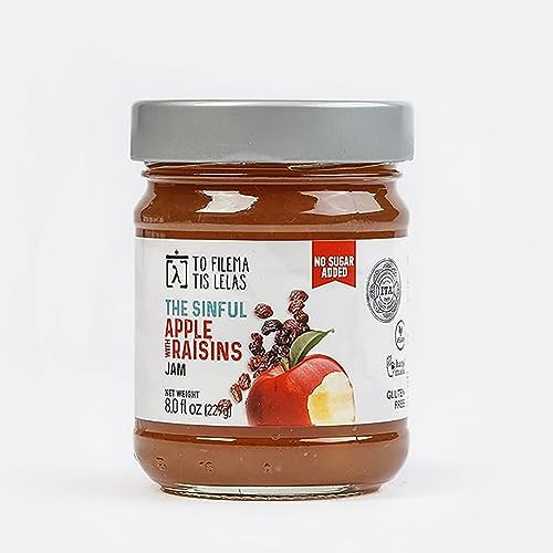 Apple Sugar Free Jam – No Added Sugar, No Preservatives, Gluten Free Apple Jam – Natural Taste with Perfect Sweetness Apple Fruit Spread for Breakfast, Toasts
