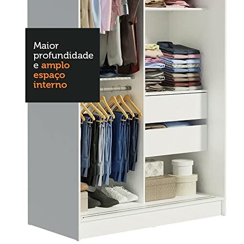 Guarda-Roupa Solteiro Madesa Tokio 2 Portas de Correr 2 Gavetas - Branco