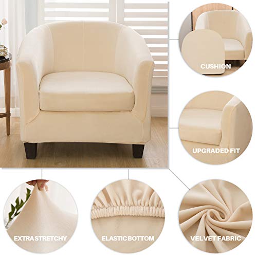 2 Piece Velvet Tub Chair Covers With Cushion Cover,High Stretch Armchair Slipcovers Club Chair Slipcover Removable Furniture Protector Cover Sofa Slipcover For Bar Counter Living Dining Room #TOP2