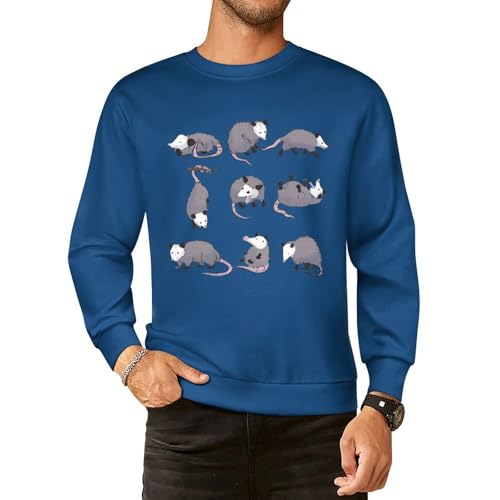 Opossum - Sudaderas de algodón con cuello redondo y manga larga para hombre, estilo casual, Estilo verde gorrión, XL