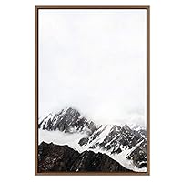 SIGNWIN Framed Canvas Wall Art Dramatic Snow Mountain Top Landscape Wilderness Photography Modern Art Contemporary Expressive Black and White for Living Room, Bedroom, Office - 16