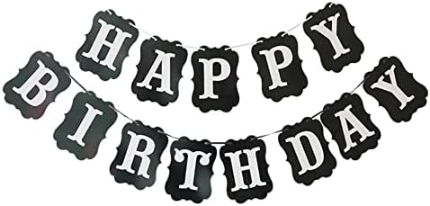 GLASNES Black Happy Birthday Banner Black White Letters for Birthday Party Decorations