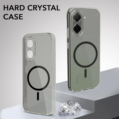 Image of Jkobi Lifetime Anti-Yellow MagSafe Compatible Clear Back Cover Case for Redmi A5 4G (Sleek Hard Crystal | Shockproof and Camera Protection)