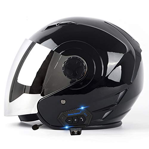 ZLYJ Bluetooth Moto Casco Jet, 3/4 Casco Abierto, Adultos Confortable Moto Half Helmet, Incluye Visera, para Street Bike Cruiser Chopper Moped Scooter, ECE Homologado F,XL