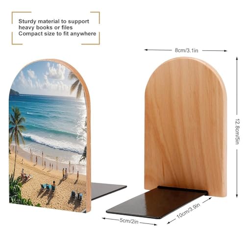 Sujetalibros hawaianos de madera soporte decorativo resistente 3