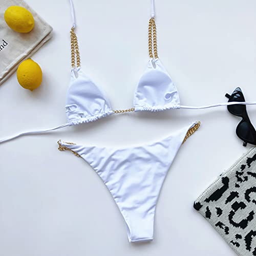 Womens Bikini Swimsuits Beachwear Swimwear Filled Women's Solid Bra Bikini Piece Set Swimsuit Two Swimwears Tankinis White #TOP6