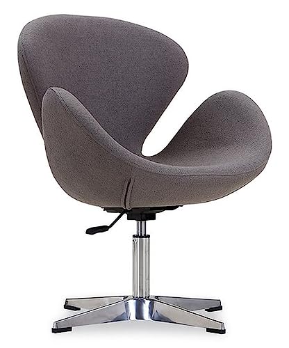 Image of Faux Leather - Modern Swivel Lounge Chair With Hydraulic Lift For Home Office Hotel Cafe (Grey)
