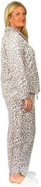 LA CERA Women's Sheered Minky Fleece Plus Size Pajama Set With Front Pocket, Long Sleeves And Satin Piping - Image 3