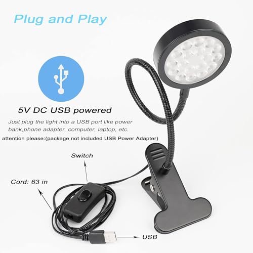 Luz preta LED UV, USB portátil de 5 W, luz UV para resina, luz negra com pescoço de ganso e clipe pa