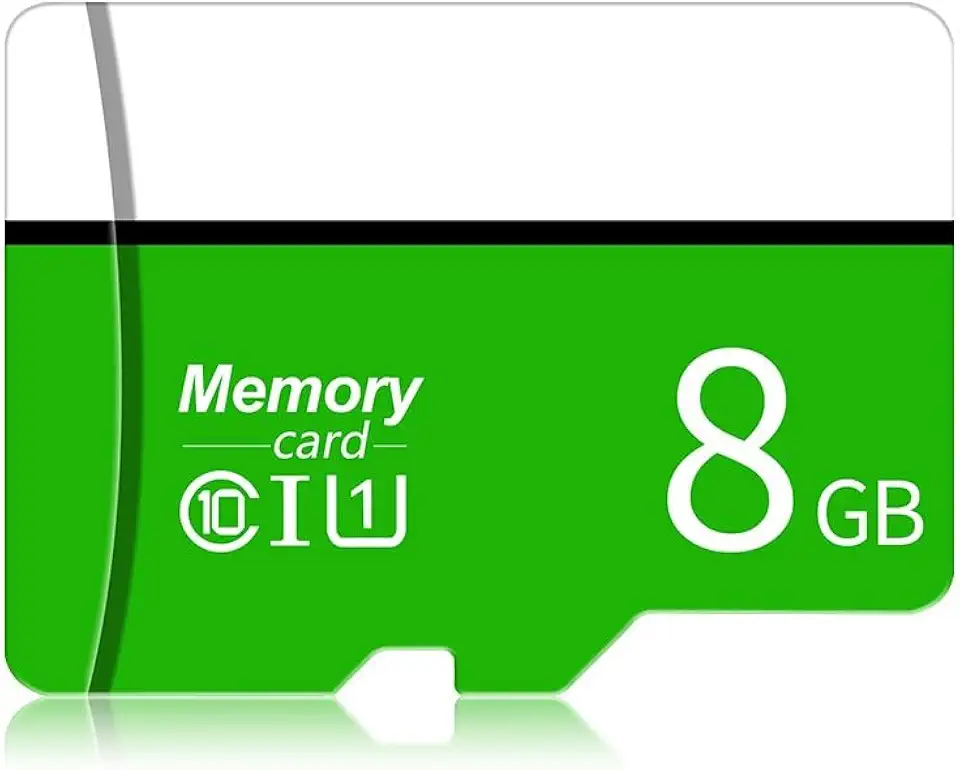 Cartão microSD de 8 GB com adaptador, A1, C10, U1, leitura de 150 MB/s para smartphone, tablet, jogos, vídeo Full HD, verde