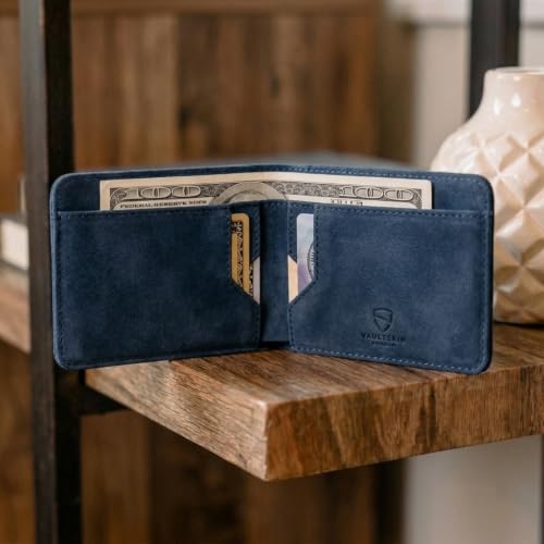 Image of Vaultskin MANHATTAN Slim RFID Blocking Bifold Leather Wallet for Men - Men's Leather Wallet, Front Pocket Minimalist Card Holder, Holds 9 Cards and Cash, Premium Italian Leather