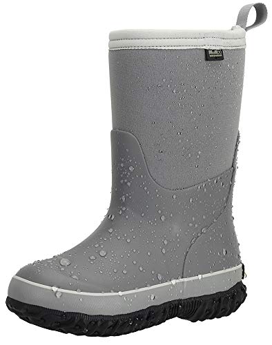 MCIKCC Kids Waterproof Rain Boots,High Snow Boots for Toddler Boys Girls,Textile Rubber Sole,9M Grey