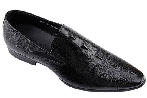 Dress Shoes For Men Alligator Crocodile Print Leather Venetian-Style Slip On Casual Loafer Shoes Black 8.5 Us #TOP3