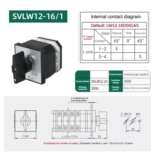 Interruptor de conmutación de leva universal LW12-16 con terminales de alta sujeción 2