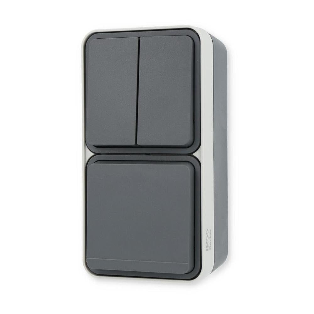 Berker W.1 Schalter/Steckdosen Kombination Aufputz gris