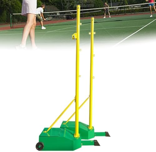 Volleyball/Badminton Poles with Net for Adult & Youth, Volleyball/Badminton Stand with Stable Base, Indoor & Outdoor Use,Blue-withnet