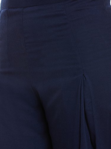 Image of Miss Chase Women's Navy Blue Solid Knee Length Relaxed Culottes