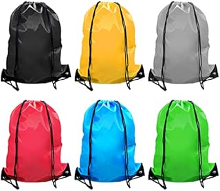 CKANDAY 6 Colors Drawstring Backpack Bags, Portable Tote Sport Bags Storage Polyester String Backpack Cinch Bags Sack Bulk for Kid Women School Travel Gym Yoga Outdoor Running Traveling