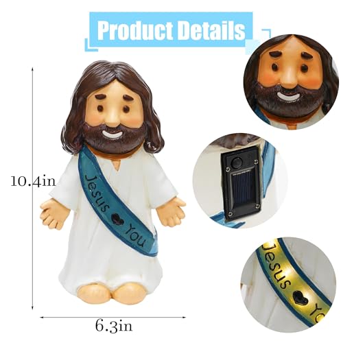 Jesus Love You Solar Lighted Figurine, 10.4 Inch Resin Religious Christian Statue, Glowing Christian Gifts for Indoor Ho - Additional View