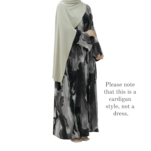 Image of Muslim Prayer Cardigan Tie-dye Printed Abaya Maxi Robe for Women | Tie-dye, Open front, Satin Fabric