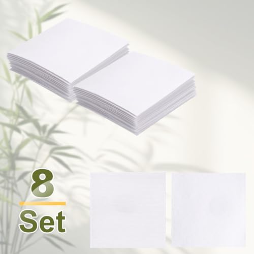 Image of HARFINGTON 8set Hook and Loop Strips with Adhesive 4.3 inchx4.3 inch Double Sided Hook and Loop Tape Nylon Self Sticky Fastener for Home Office Car, White