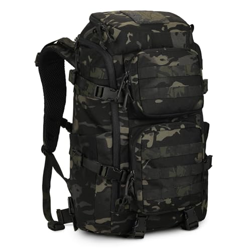 ROOT THREE Taktischer Rucksack Großer Militär Rucksäcke 45L Wasserdicht Molle Taktische Wanderrucksack Trekkingrucksack Campus Reisen Daypack Schulrucksack für Damen Herren - Tarnung