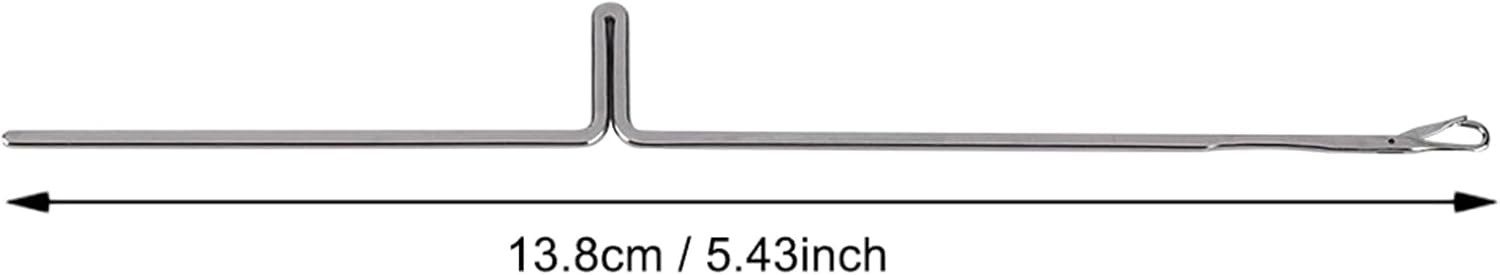 Knitting machine needle with length measurement of 13.8cm or 5.43 inches.