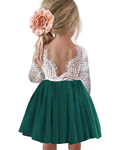 Image of Topmaker Flower Girl Dress for Toddler Baby Girls,Lace Tulle Dress for Wedding,Birthday Party,Photoshoot,Special Occasion